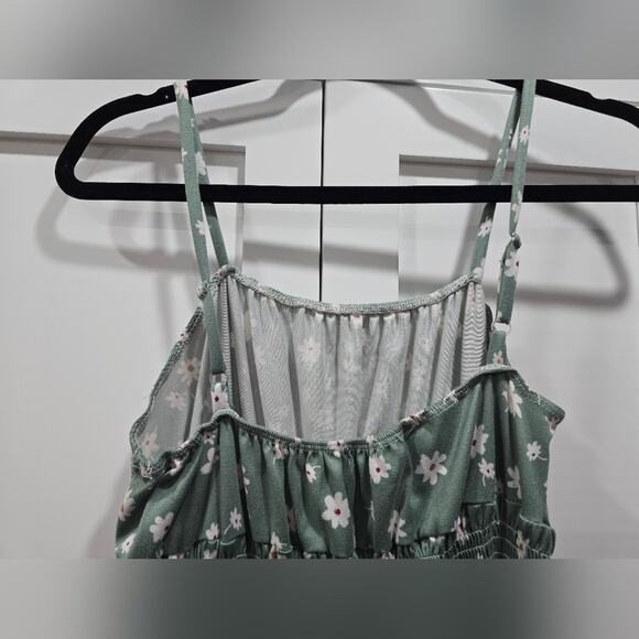 🌼Jumpsuit – Green Daisy Print Size Medium - Picture 5 of 16